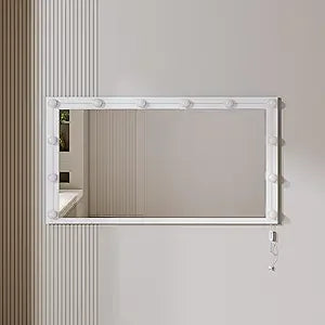 Large Vanity Desk, with Chair, Modern High Capacity Makeup Vanity with 11 Drawers,Glass Top, for Bedroom,Makeup Room,White, No w