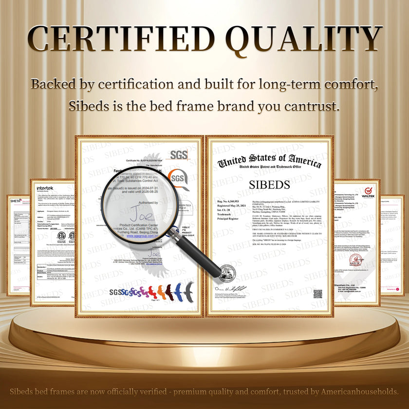 Queen LED Bed Frame with Storage Drawers, Upholstered Platform Bed with 2-Tier Wingback Headboard, No Box Spring Needed