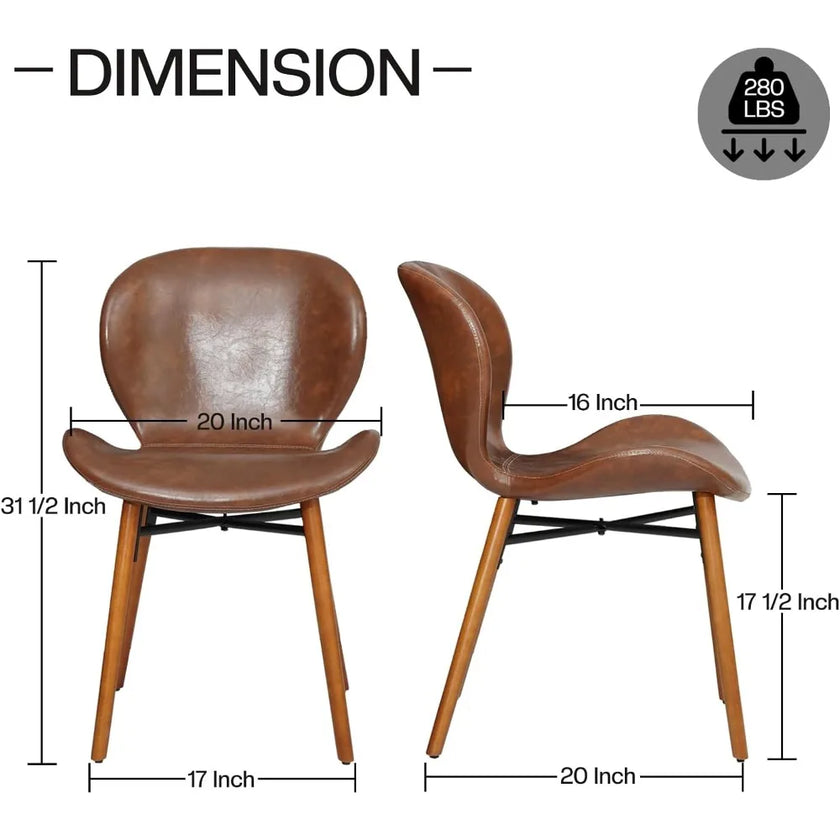 Modern Dining Chair Set of 4, Comfortable Dining Room Chairs with Thick Cushions, Faux Leather Upholstered Kitchen Armless Side