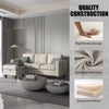 Convertible L-Shaped Sectional, Modern Linen Fabric 3-Seat Sofa Couch Furniture Set with Storage Ottoman