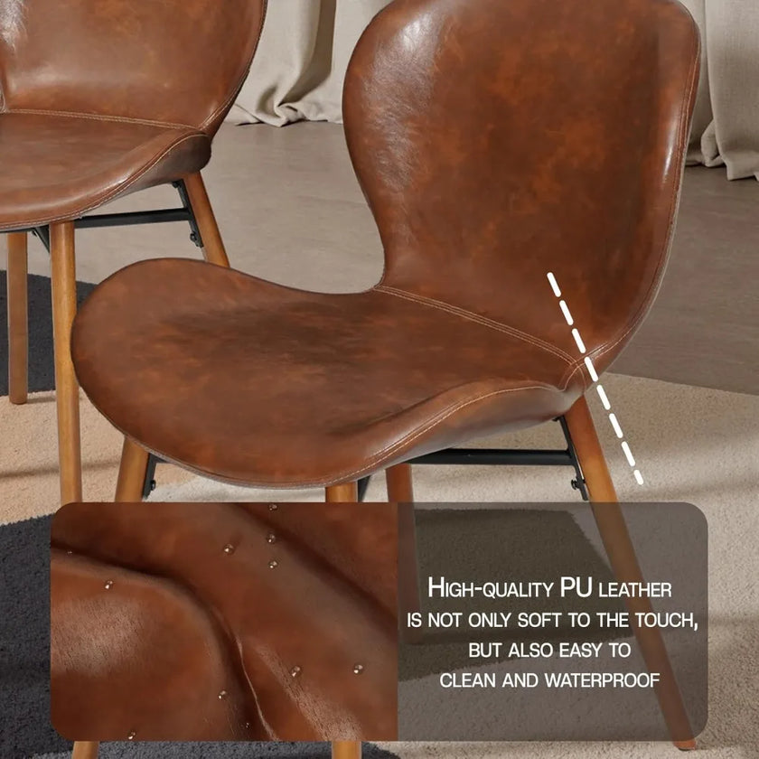 Modern Dining Chair Set of 4, Comfortable Dining Room Chairs with Thick Cushions, Faux Leather Upholstered Kitchen Armless Side