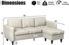 Convertible L-Shaped Sectional, Modern Linen Fabric 3-Seat Sofa Couch Furniture Set with Storage Ottoman
